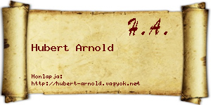 Hubert Arnold névjegykártya